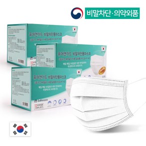 국산 의약외품 KF-AD 비말차단 일회용 마스크 100매입 화이트 대형, 3개