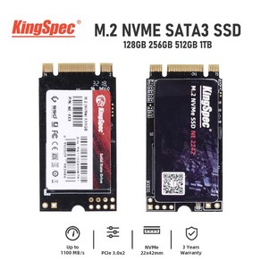 KingSpec 노트북 데스크탑용 솔리드 스테이트 하드 드라이브 M 2 NVME SSD SATA3 128GB 256GB HDD 2242MM NGFF M2 SATA 512GB 1TB, 01 128GB NVMe 2242, 1) 128GB NVMe 2242