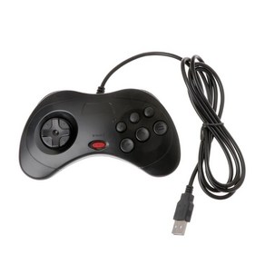 Sega Satun USB 클래식 게임 컨트롤러 유선 게임 게임 패드 Joypad 조이스틱 Mac PC 시스템과 호환, 검은 색, 1개