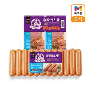 [목우촌] 주부9단 프랑크 소시지 500g + 슬라이스햄 100+100g, 단품