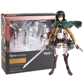 진격의 거인 피규어 굿즈 Figma 에렌 예거 207 미카사 아커만 203 Levi 213 이동식 바디 조인트 액션 키덜트 175159, Figma 203 box, 1개