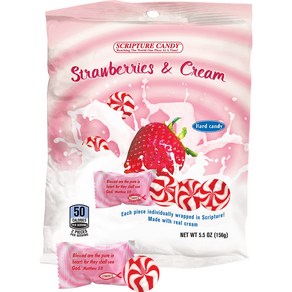 Scripture Candy Strawberry & Cream Hard Candy 5.5 Ounce Scripture Candy 딸기 & 크림 하드 캔디 5.5 온스 백 25