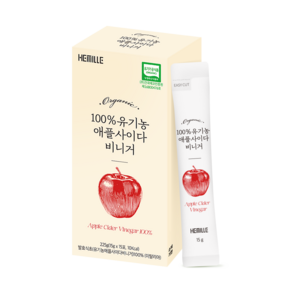 헤밀레 100% 유기농 애사비 스틱 애플사이다비니거 15포, 1박스, 225g