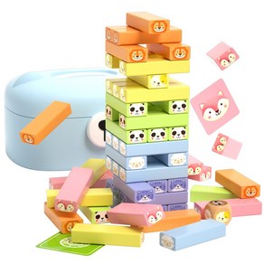 고려베이비 원목장난감 유아 초등 가족 어린이 보드게임 동물 숫자 나무 블럭 쌓기, 동물 블럭