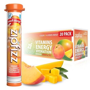 Zipfizz Enegy Dink Mix B12 및 멀티 비타민이 함유된 전해질 하이드레이션 파우더 복숭아 망고(20개), Zipfizz Enegy Dink Mix, B12