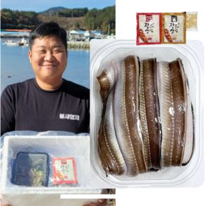 [당일조업] 통영 자연산 손질바다장어 2kg(4~6미)+홍합1kg 무료증정, 1개, 통영 바다장어 특대 1미 손질후 350g 이상