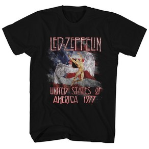 ROCKPANDA Led Zeppelin 반팔티 USA ’77 Icarus Logo And Flag