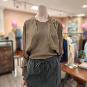 BCBG [올앤선드리] 파인코튼 돌먼 C/D 카디건 _ A4M5K243 45 [KHAKI]