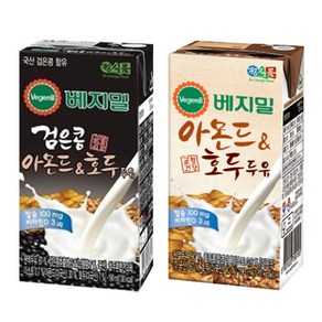 베지밀 맛있는 영양간식 (검은콩 아몬드와호두 & 아몬드와호두) 2종 혼합구성, 24개, 190ml