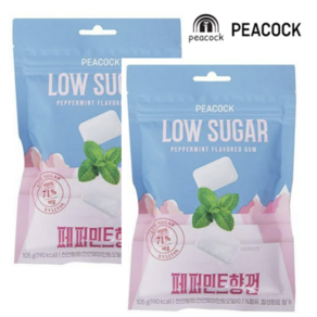 피코크 로우슈거 페퍼민트향 껌, 105mg, 2개