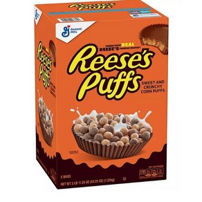 [미국 직배송]리세스 퍼프 시리얼 피넛버터 홀그레인 시리얼 대용량 1.1Kg Reese's Puffs Ceeal, 1개