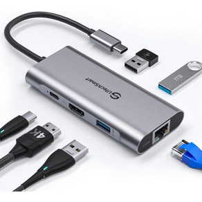 UtechSmart 6in1 C타입 이더넷 USB3.0 HDMI PD 멀티허브 UCN3273 1개