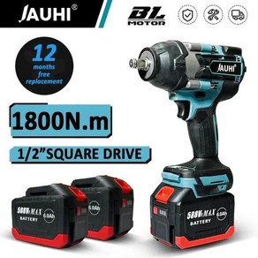 JAUHI 1800 N.M 토크 브러시리스 전기 임팩트 렌치 마키타 18V 배터리용 30000mAh 리튬 이온 배터리 1/2 588VF, 2)1 Battey Set-588Vf, 1개