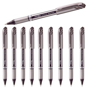 Pentel 에너겔 메탈팁 니들팁 볼펜 10개 세트, BL27-A 메탈팁 0.7mm 블랙 10개 세트