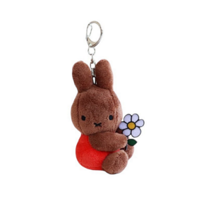 미피 인형 키링 태닝미피 꽃을 든 미피 8cm 가방고리 키홀더 백꾸 miffy 정품, 1개, 브라운