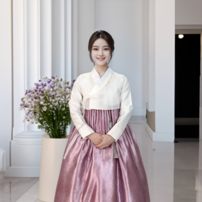 [한복대여] 하비한복 펄명주 핑크보라 결혼식 신부 혼주 여성 돌잔치 하객 한복