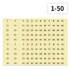 베러워커스 투명 원형 숫자 스티커 10mm, 1 - 50, 3매입