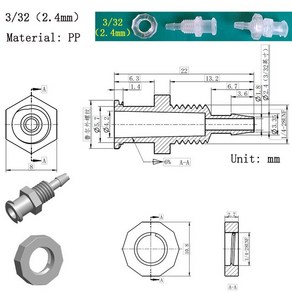 저렴한 루어 잠금 어댑터 PP 플라스틱 공기 밸브 파이프 하위 포장 계기 커넥터, [02] 2.4mm, 1개
