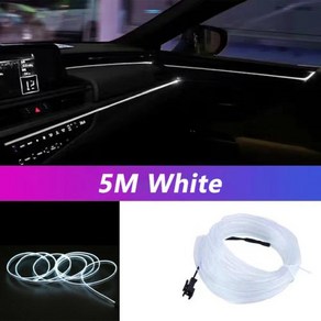 자동차 인테리어 LED 스트립 라이트 네온 EL 와이어링 장식 램프 DIY 유연한 주변 조명 USB 파티 분위기 다이오드 5M, 7) White  USB dive, 7) White - USB dive