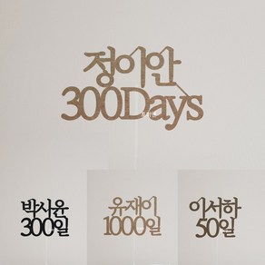 [당일발송] 이름 숫자 days 주문제작 케이크토퍼 /백일 돌 돌잔치/ 1000일