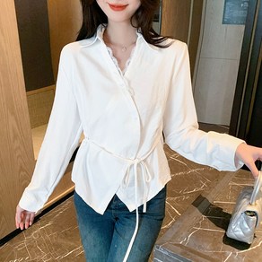 춘게엘 (S~2XL) 여성 봄가을 코디 브이넥 패치 긴팔 셔츠 zy2002-8933