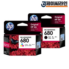 HP 정품잉크 680검정+컬러 2색 세트 DeskJet 2135 3630 3635 3835 4535 4675, HP-680 세트, 1세트