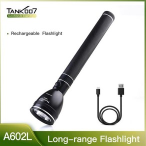 후레쉬 TANK007 A602L 고출력 경찰 장거리 손전등 미국 LED 라이트 USB 18650 충전식 강력한 토치 3 모드, 단일옵션, 1개