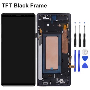 AMOLED LCD 디스플레이 디지털 터치 스크린 프레임 포함 갤럭시호환 노트 9 어셈블리 N960F, TFT Black Fame, 1개