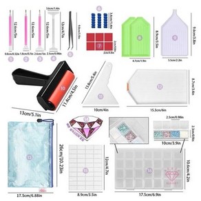 알로하플러스 보석십자수 도구 세트 고급형-비즈 보관함 포함, 1세트, 혼합색상