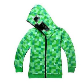 Minecaft Kids 소년 청소년 까마귀 우편 코트 스웨터 자켓 선물 (130cm)