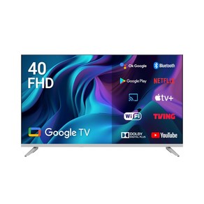 큐빅스 101cm 40인치 화이트에디션 FHD TV LED 구글 스마트티비 안드로이드 IPTV, 고객직접설치, 스탠드형