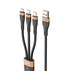 엑토 USB 3in1 C타입 아이폰 5핀 충전 케이블 USB-44, 1.2m, 블랙, 1개