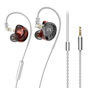 Lafitea LF4 다이나믹 & 밸런스드 아머처 하이브리드 HIFI 유선 이어폰 3.5mm 마이크 포함, 레드