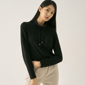 [지센] 메탈 하이넥 스트링 티셔츠 LCTSNA25_BK
