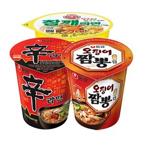 신라면 소컵 6개 + 오뚜기 참깨라면 소컵 6개 + 오징어짬뽕 소컵 6개, 1개, 65g