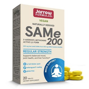 자로우포뮬러스 SAMe 200mg 정제 20정 1팩, 20 Count (Pack of 1), 1개