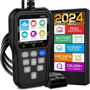 OBD2 스캐너 배터리 테스터 진단 도구 향상된 IPS 컬러 스크린 자동차 코드 리더 CAN 엔진이 투명 결함 조명을 확인하고 자동 전압을 스캔하여 1996년 이후 모든 OBDII