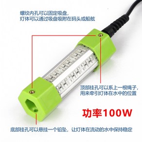 12V 수중 집어등 점멸등 물고기 미끼 100W 녹색 볼락 갈치 오징어 호래기, 단일사이즈 * 12V100W 화이트 5m 와이어 * 1