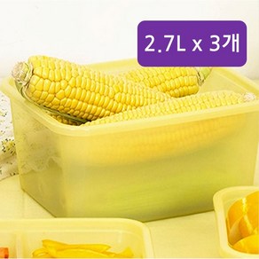 유정랩 신선유지용기 직사각형 2.7L (3P) 밀폐용기 반찬통 야채보관 식재료보관용기