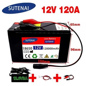 18650 리튬 배터리 30A 분무기 내장 BMS 전기 자동차 12.6V 충전기 12V 120Ah 120000MAh