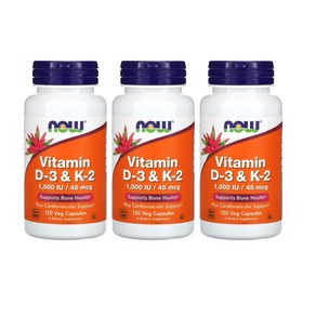 NOW Vitamin D-3 K-2 1000 IU / 45 mcg 120캡슐 X 3개, 120정