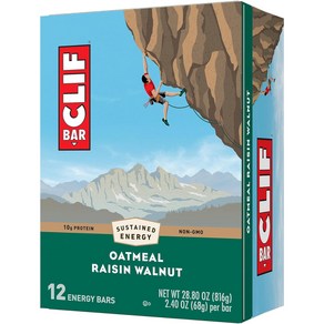 CLIF BAR 클리프바 유기농 건포도 호두맛 에너지바 12팩 1세트 테니스 등산 탁구 런닝, 12개