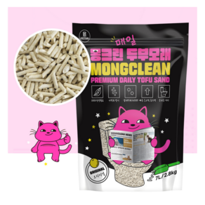 몽크린 고양이 두부모래 응고형 극세입자 작은입자 무색소, 오리지널, 6개, 7L