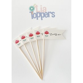 (5pcs) 감사합니다 카네이션 플래그 깃발 토퍼 미니 파티 데코픽
