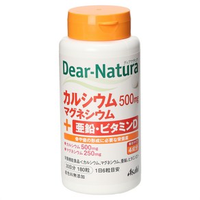 Asahi 디어 내츄라 칼슘 500mg 마그네슘 250mg + 아연 비타민D 타블렛, 180정, 1개