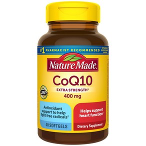 Natue Made CoQ10 400mg 심장 건강 지원을 위한 보조 식품 40 소프트젤 40일분, 40정, 1개