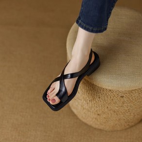 POMTOR 여성 샌들 고급 통굽 샌들 여자 가죽 샌들 여름 샌들