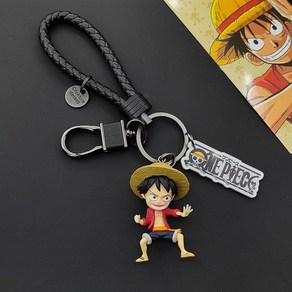 원피스 애니메이션 피규어 가방고리 키링 열쇠고리 장식, 루피+ 블랙 로프+ ONEPIECE 5.5cm