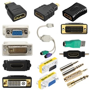 HDMI to VGA RGB DVI mini mico 변환 젠더 모음, 07_VG(암)-DV(수) 화이트