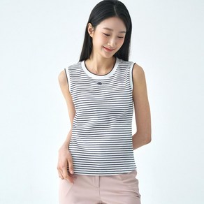 [지센] 여성 스트라이프 배색 민소매 티셔츠 VJWEY525_[2컬러]